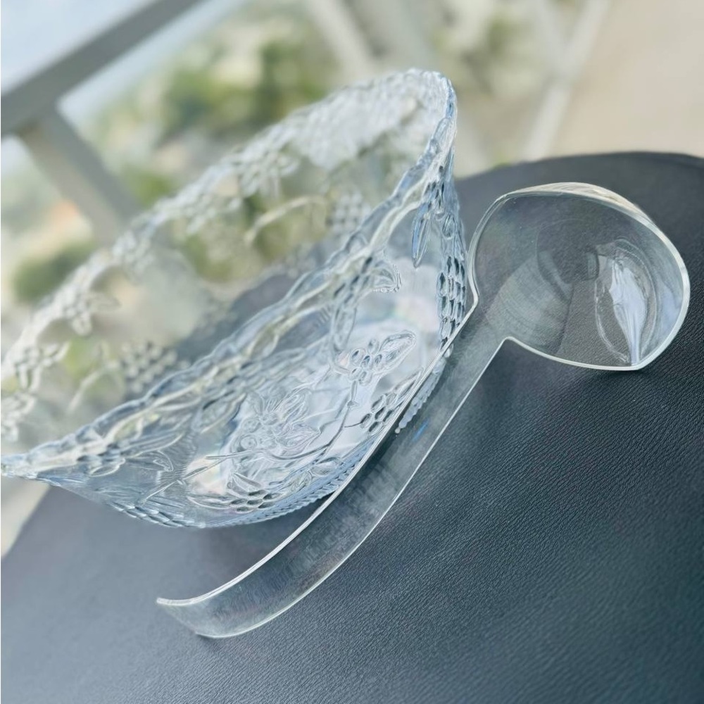Punch Bowl With Ladle - Large 2 Gallon Bowl With 5 oz La